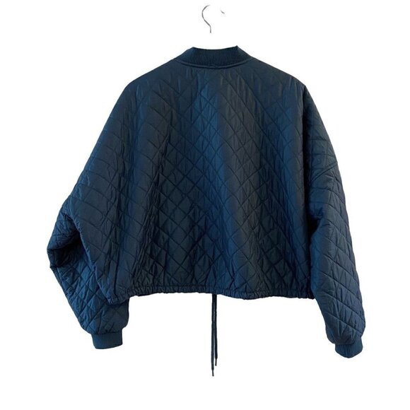 Free People Easy Bomber Jacket Oversized Quilted Coat Turquoise Blue Size Small - Picture 3 of 7